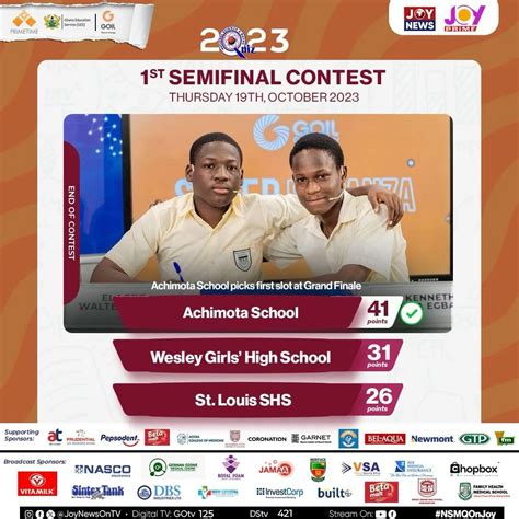 nsmq results today|NSMQ 2023: Keta SHTS Beats KSTS And St John's .